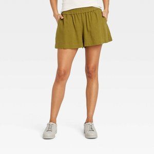Women's High-Rise Pull-On Shorts - A New Day Green Olive XXL